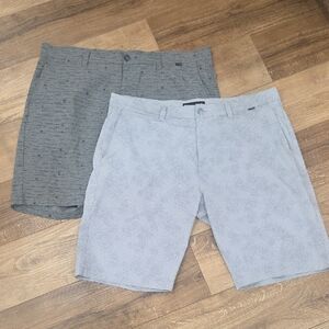 Travis Mathew Men's Flat Front Shorts in Charcoal and Light Gray